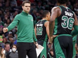 Will Hardy on the sidelines with the Boston Celtics during the 2022 NBA Playoffs. (Image: Getty)