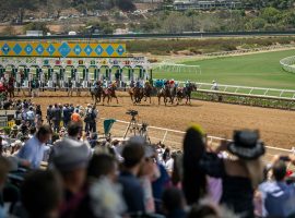 Del Mar's opening-day crowd wagered its way to a record handle. Large field sizes helped the track to a record opening weekend handle. (Image: Benoit Photo)