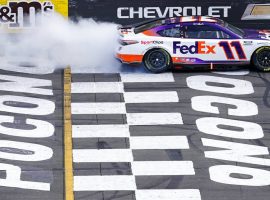 It would have been Denny Hamlin's XX win in NASCAR Cup Series. But he and teammate Kyle Busch were DQ'd, failing post race inspection. (Image: Matt Slocum/AP)