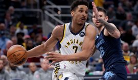 Malcolm Brogdon drives the lane for the Indiana Pacers against the Memphis Grizzlies last season. (Image: Getty)