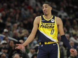 Tyrese Haliburton excelled after the Sacramento Kings traded him to the Indiana Pacers last season, and heâ€™s the top contender to win the 2023 Most Improved Player award. (Image: Getty)