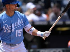 Whit Merrifield is among 10 Kansas City Royals players who won’t travel to Toronto for a four-game series against the Blue Jays because they are unvaccinated against COVID-19. (Image: Reed Hoffmann/AP)