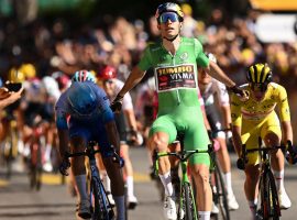 Wout van Aert secures another sprint victory in Stage 8 of the Tour de France in the Swiss Alps at Lausanne. (Image: AP)